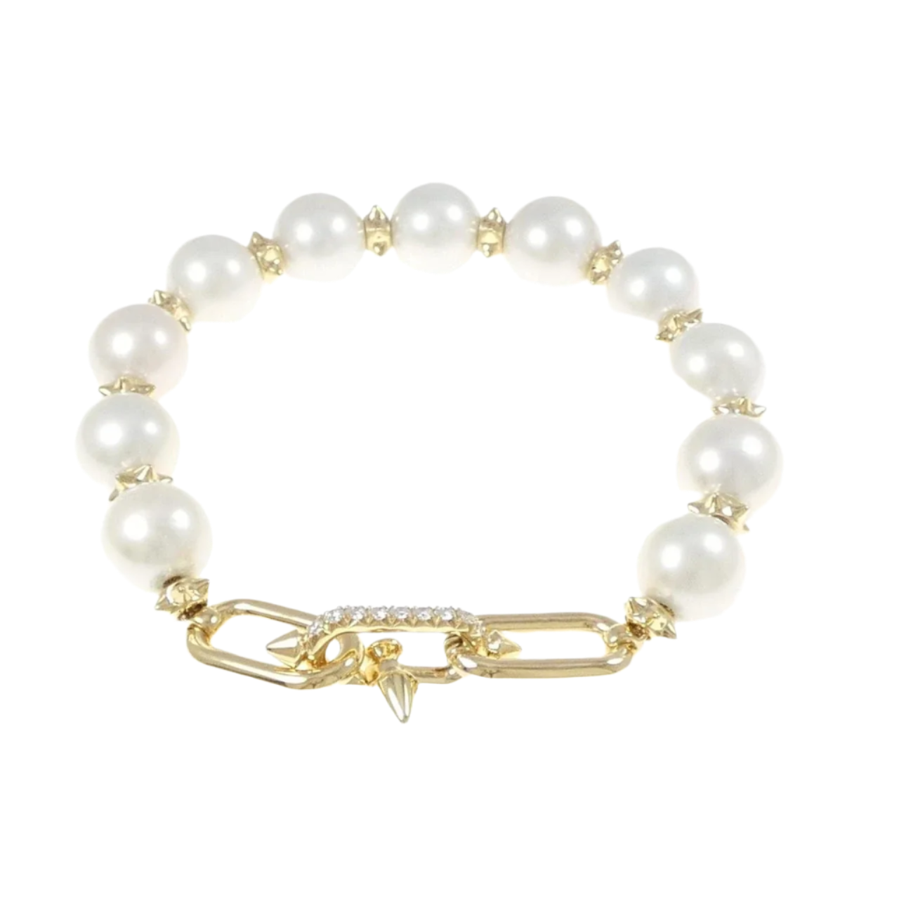 Tiffany & Co. Titan Pearl Link Bracelet in 18k Yellow Gold and Diamonds