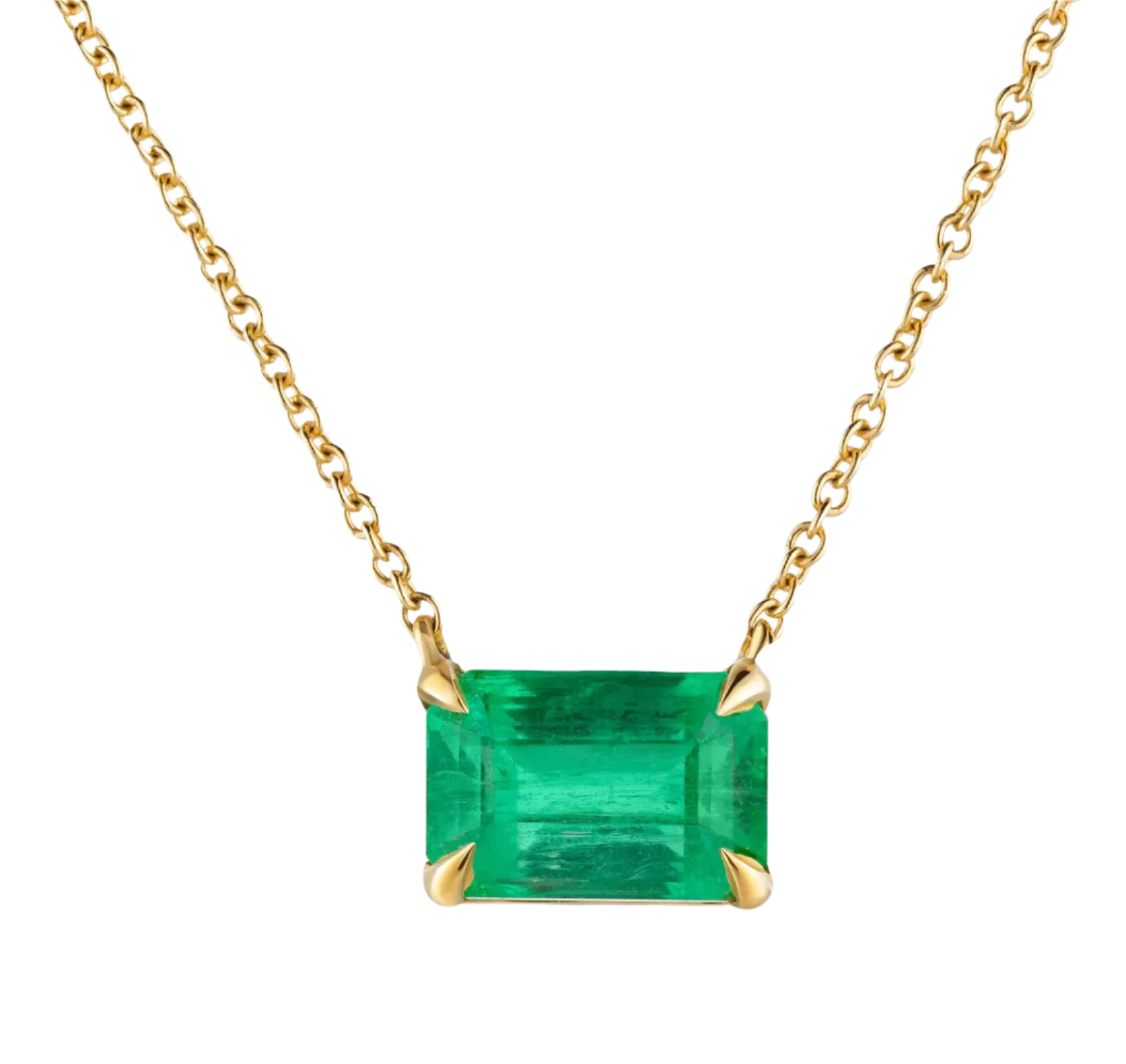 18k Solid Yellow Gold Colombian Emerald Unisex Pendant 3.55 CTW