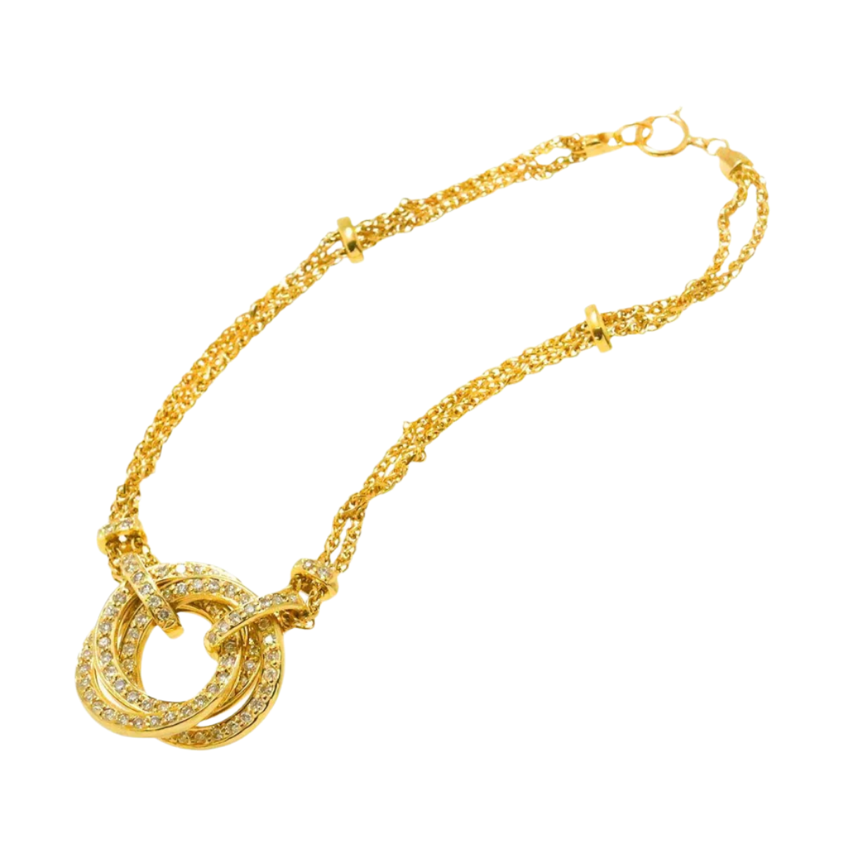 18k Yellow Gold Circle Motif Trinity Diamond Bracelet 1.10 CTW