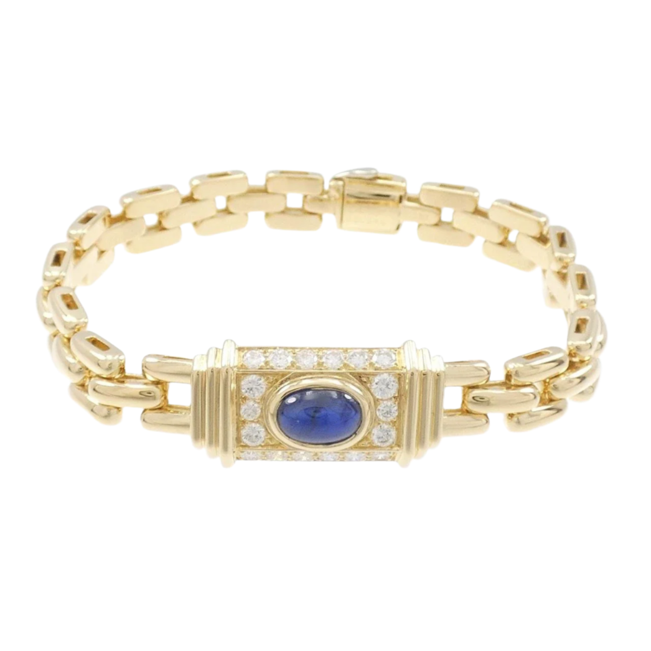18k Solid Yellow Gold Vintage Cartier Sapphire and Diamond Bracelet