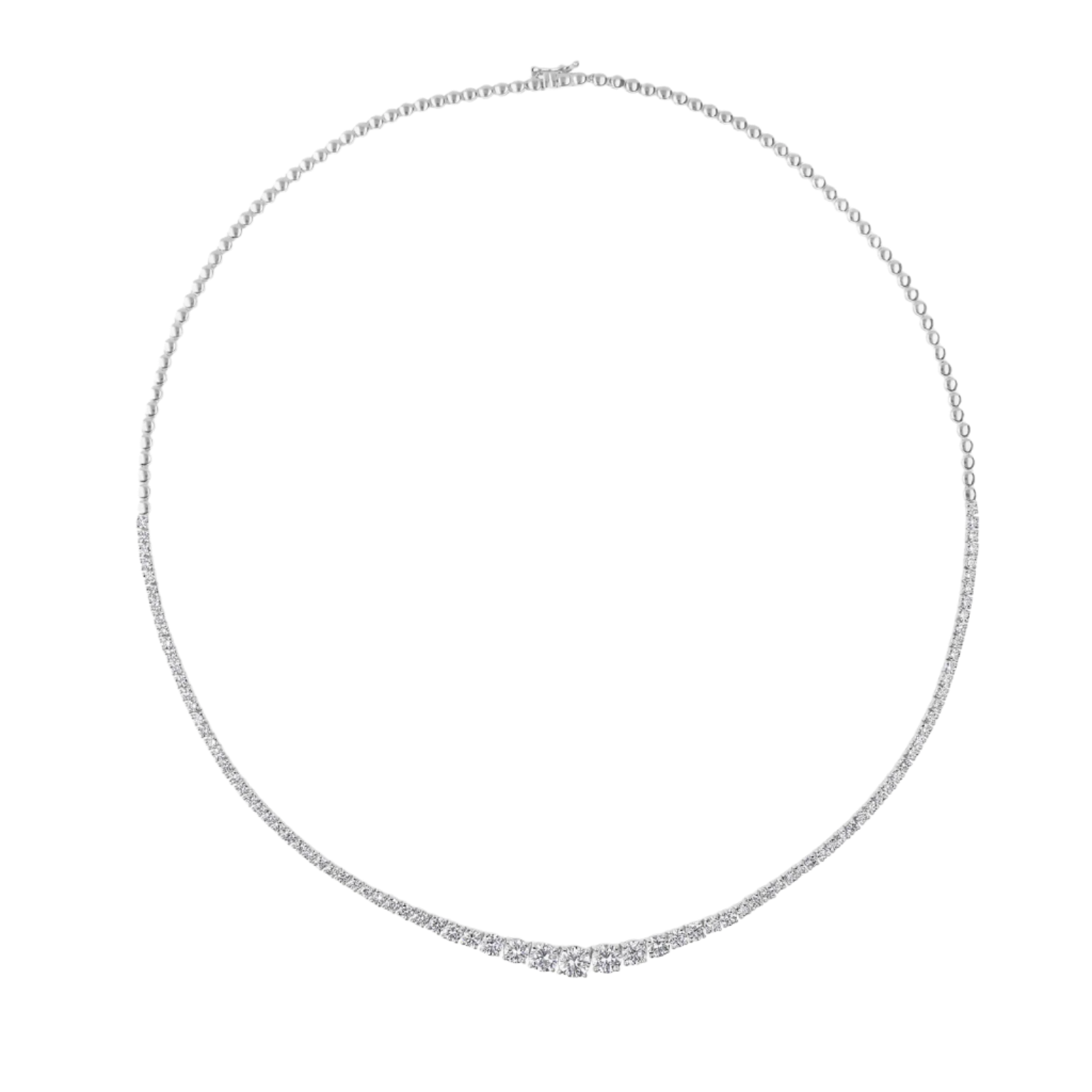 18k Solid White Gold Classic Diamond Tennis Necklace 4.55 CTW