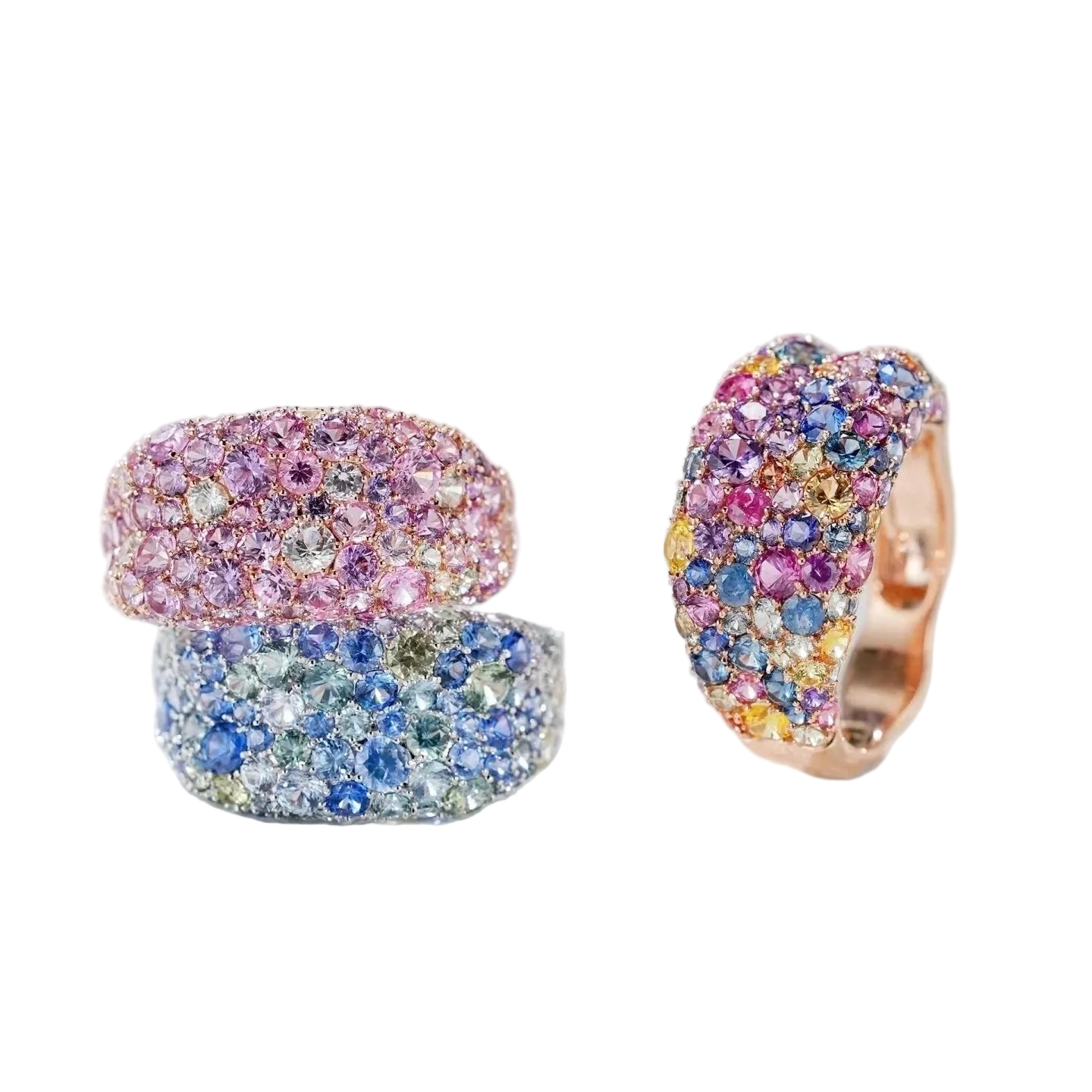 18k Rose Gold Pastel Pink Sapphire Cocktail Ring 5.97 CTW