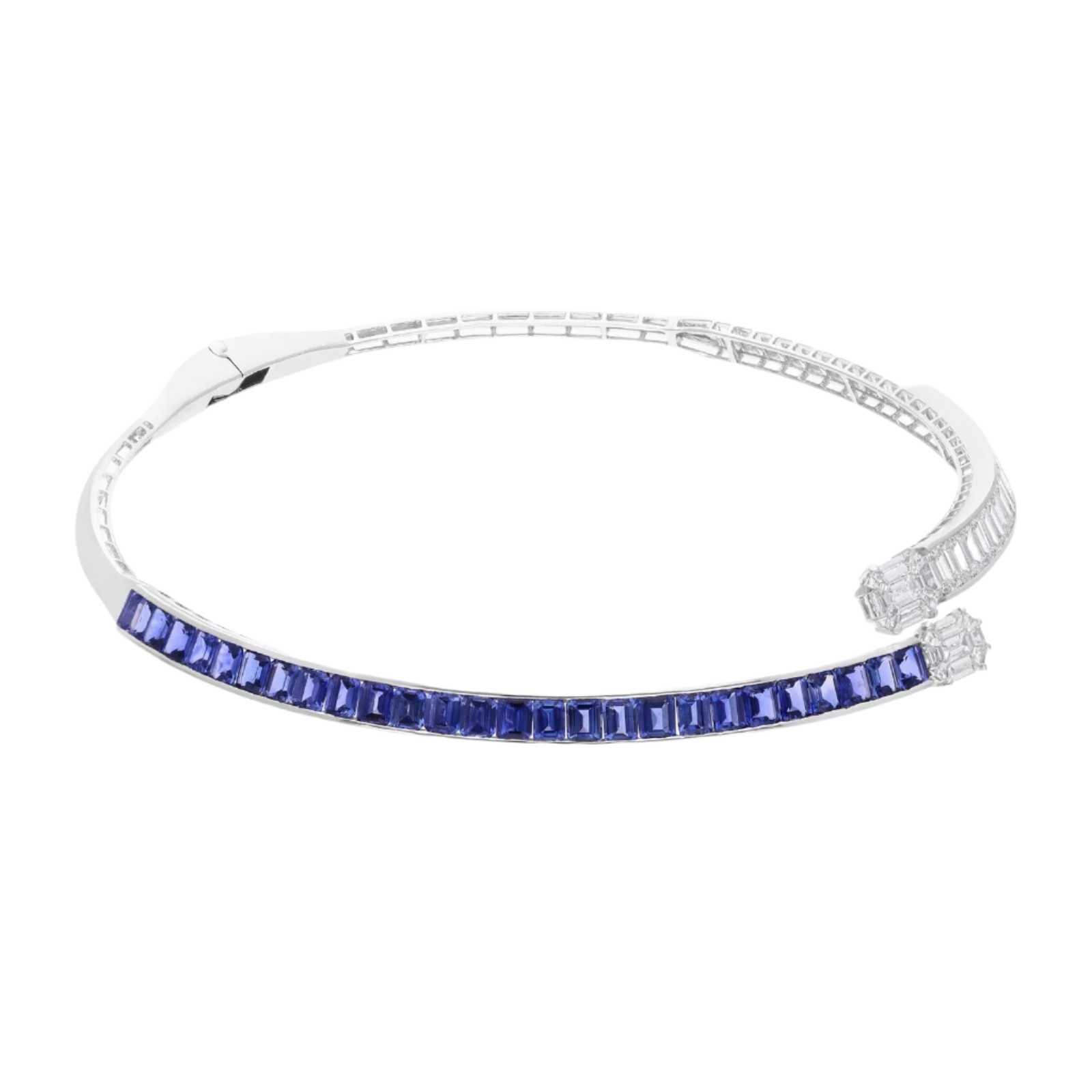 18k Solid White Gold Exquisite Royal Blue Sapphire and Diamond  36.80 CTW