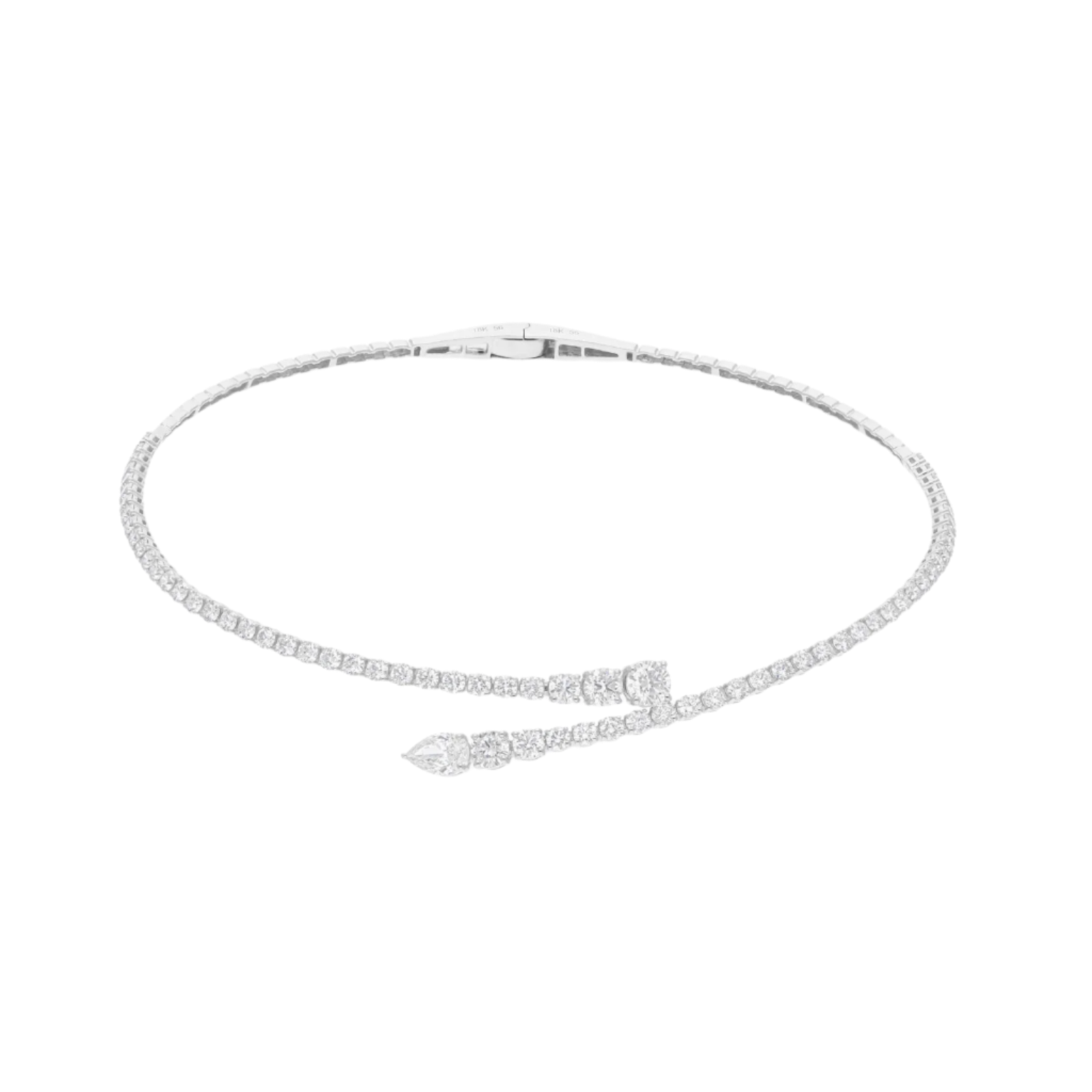 18k Solid White Gold Statement Diamond Choker 6.87 CTW