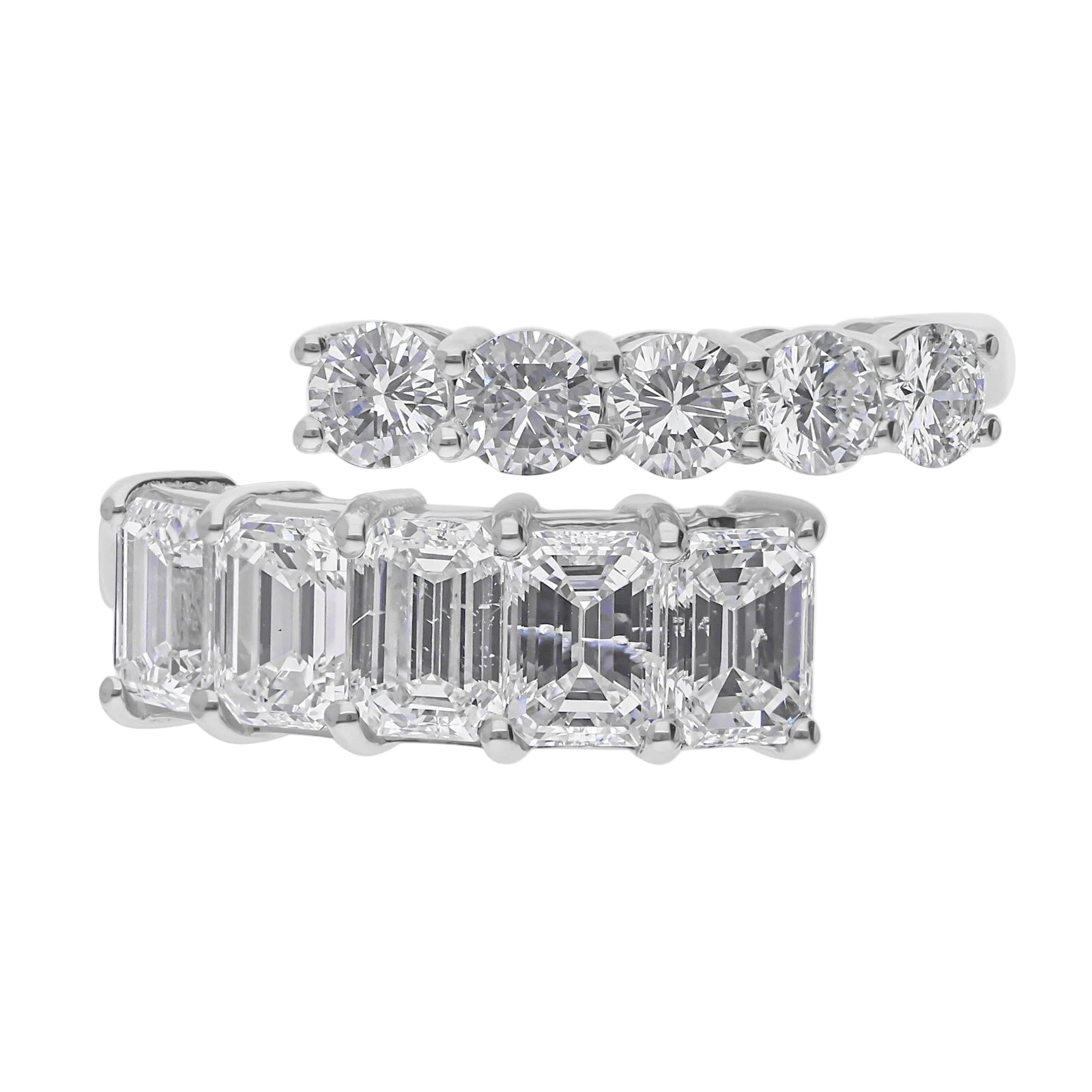 18k Solid White Gold Multi-Shape Diamond Cocktail Ring 2.77 CTW