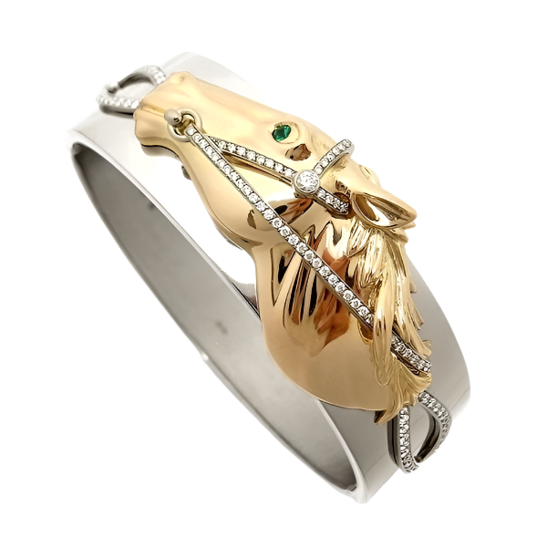 Ralph Lauren Horse Motif Magnificent Diamond Bangle in 18k White Gold