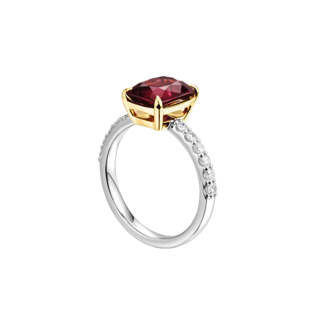 18k Solid White Gold Pink Rubellite and Diamond Cocktail Ring 3.80 CTW