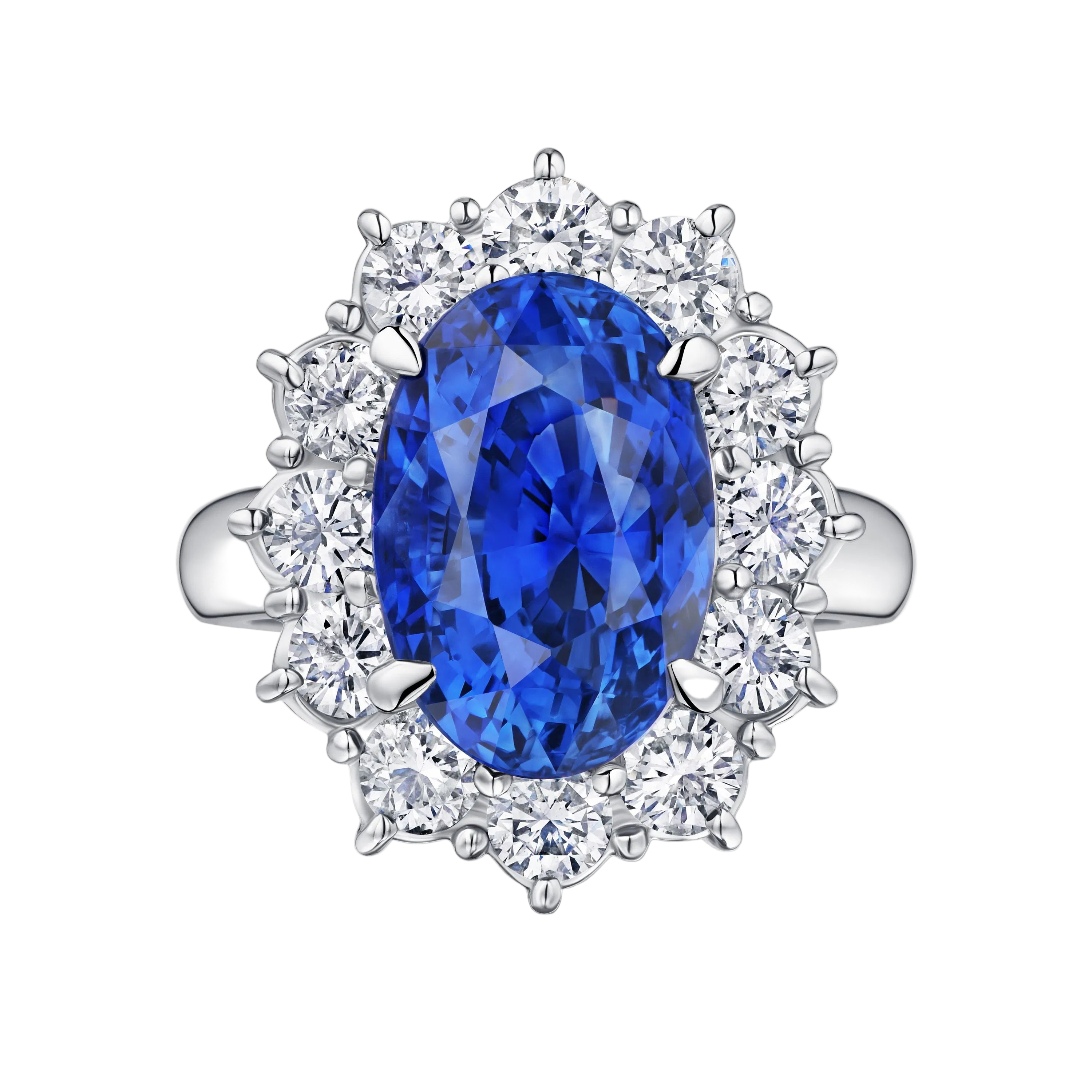 18k Solid White Gold Intense Blue Tanzanite and Diamond Estate Ring 6.25 CTW