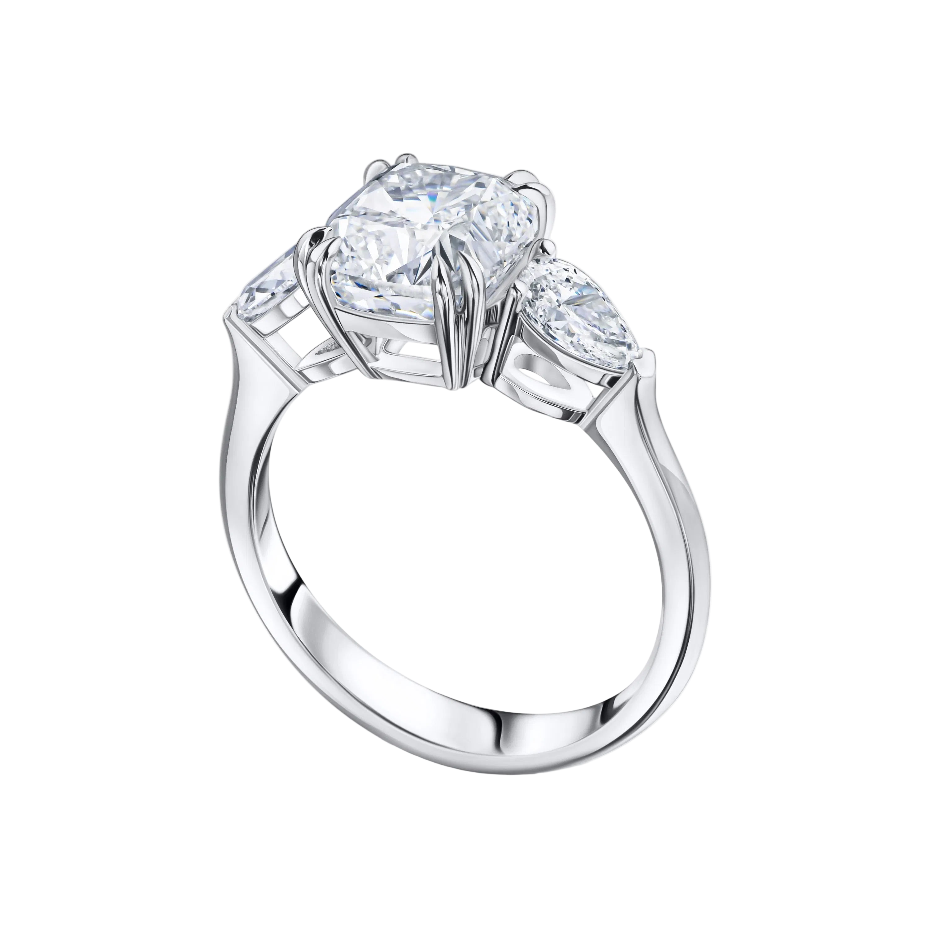 18k Solid White Gold Cushion Cut Diamond Ring 3.65 CTW